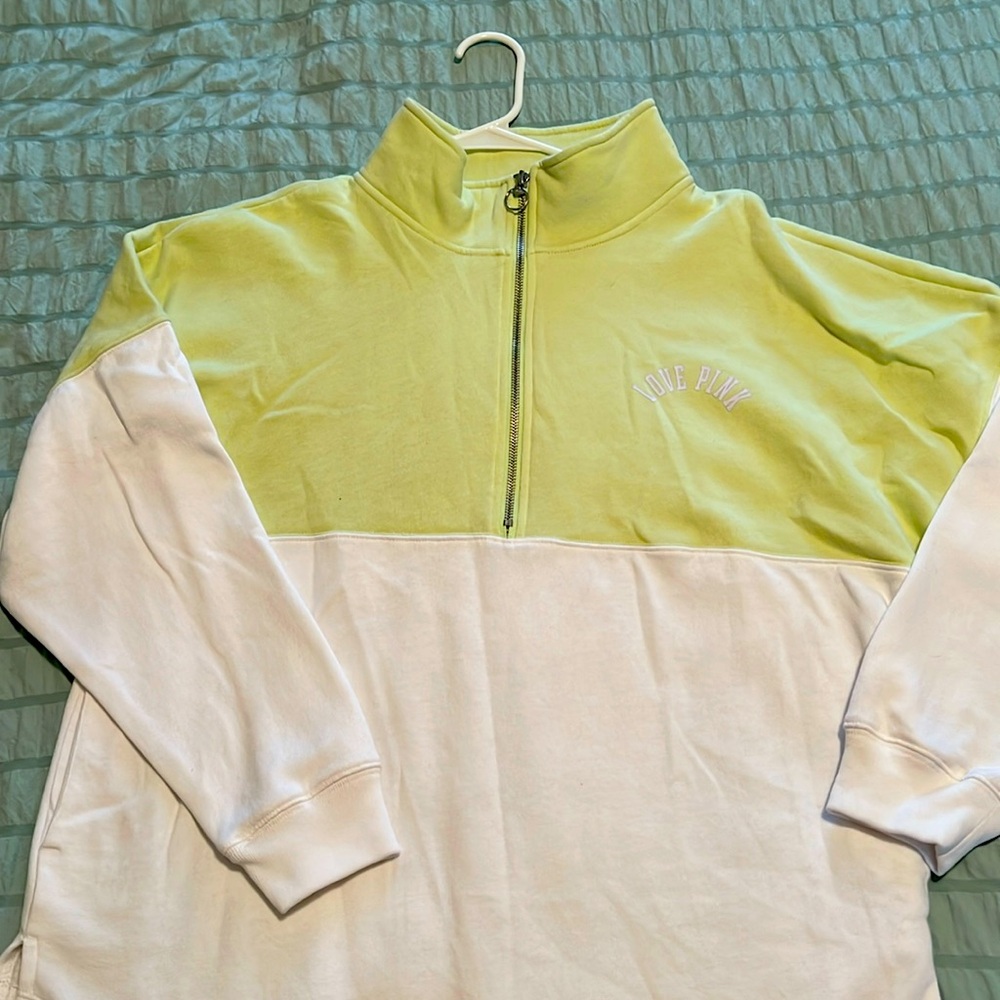Pink by Victorias Secret half zip sweatshirt, size Medium.